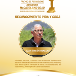 Juan Rincón Vanegas será exaltado con el reconocimiento Vida y Obra en la 12° edición del Premio Ernesto McCausland 