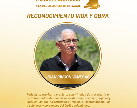 Juan Rincón Vanegas será exaltado con el reconocimiento Vida y Obra en la 12° edición del Premio Ernesto McCausland 