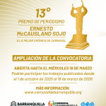 Carnaval amplía convocatoria del 13º Premio de Periodismo Ernesto McCausland